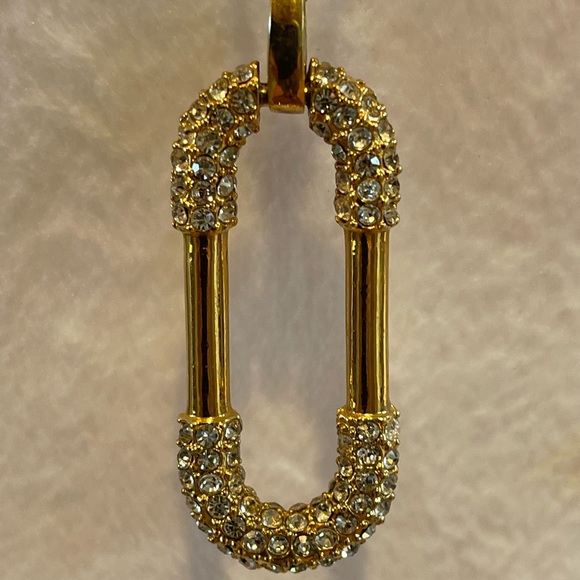 Ann Taylor Gold Tone and Rhinestone Link Pendant Necklace - Picture 2 of 5